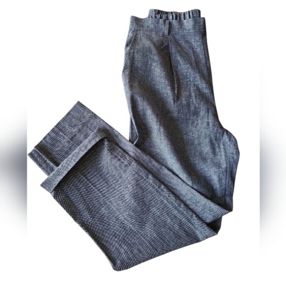 Joseph Ribkoff Relaxed Pleated Office Trousers Boot Cut Linen Cotton Blue Sz 8 - Picture 2 of 8